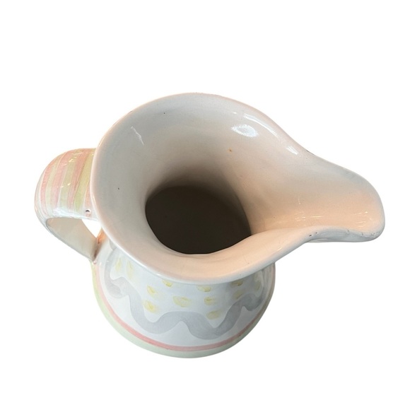 McKenzie Childs Large 12” Pitcher Hand Painted Rare Retired Pastel - Picture 7 of 9